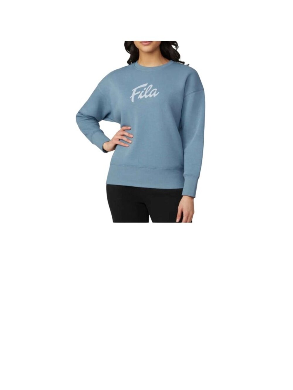 Fila Womens Blue Crewneck Sweatshirt Size M Casual Pullover 80% Cotton Soft Flee